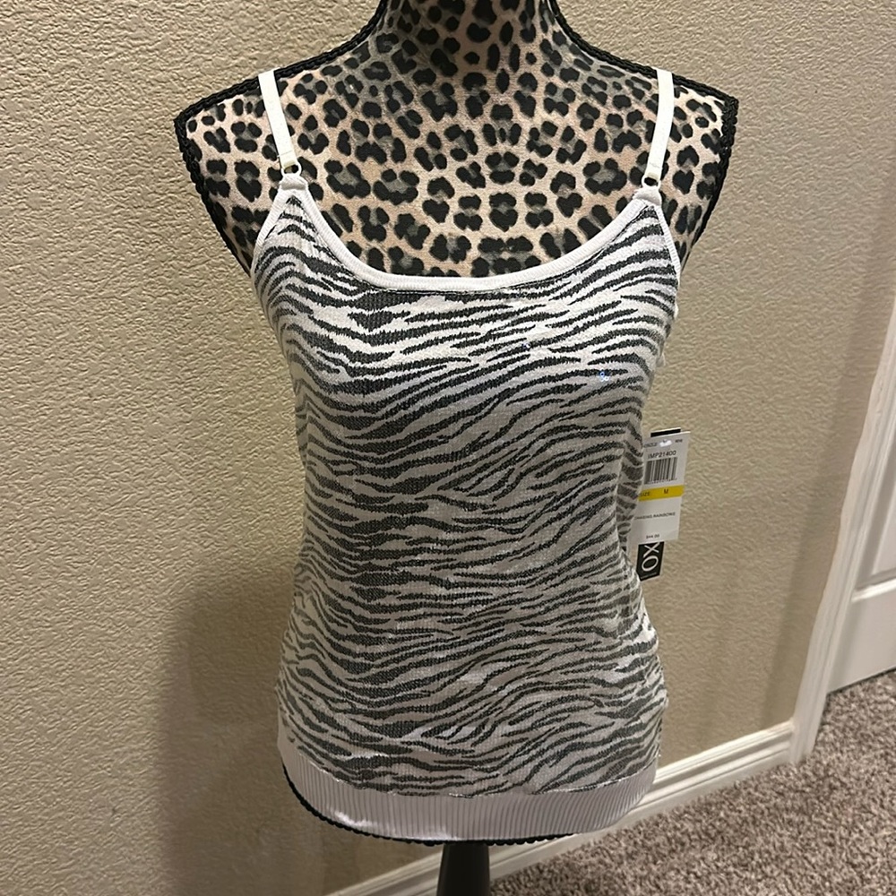 Women’s zebra too with sequins, size M, brand new with tags, $15